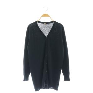 Silk Cotton カーディガン ニット Vネック 長袖 紺 ネイビー /DF OS