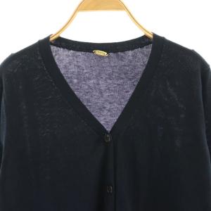 MUSE de Deuxieme Classe Silk Cotton カーディガン ニット Vネック 長袖 紺 ネイビー /DF OS
