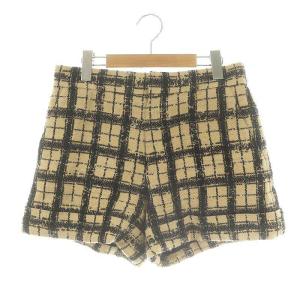 ショートパンツ ツイード チェック柄 34 ベージュ 021P10A7723