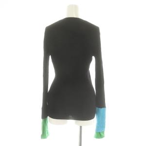 ENFOLD 22SS ニット KNIT 袖口配色 セーター 長袖 プルオーバー コットン 38 M 黒 ブラック マルチカラー