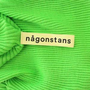 nagonstans 裾スリットリブタートルニット カットソー 長袖 ベルスリーブ 38 黄緑 イエローグリーン