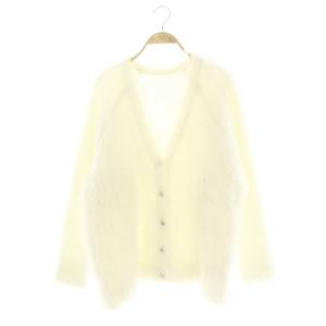 24AW シャギーニットカーディガン 長袖 Vネック 36 S 白 ホワイト