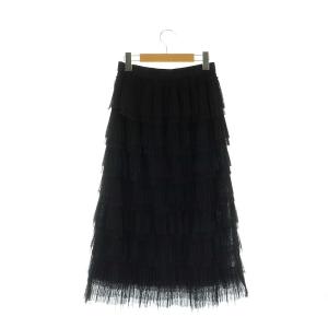 GRACE CONTINENTAL 24AW タイトティアードチュールスカート ロング 36 黒 ブラック