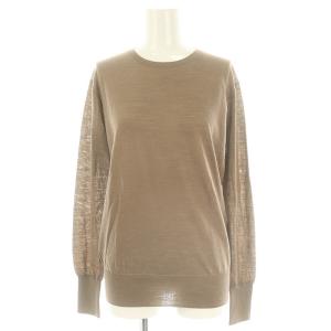 ウールクルーネックニット セーター 長袖 薄手 F 茶色 ブラウン /ES OS