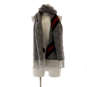 GUCCI マフラー GG柄 ウール アンゴラ混 グレー 508027