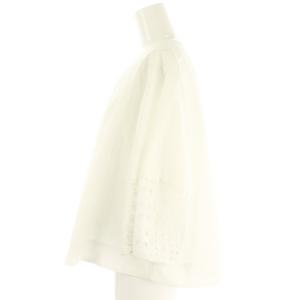 theory luxe 24SS GLENDALE HAZEL ブラウス 七分袖 カットワークレース 刺繍 38 オフホワイト