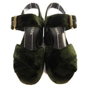 PRADA ベロア サンダル ストラップ 37 24cm 緑 グリーン /SR5