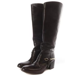 SARTORE レザー ロングブーツ チャンキーヒール 37 23.5-24cm 茶色 ブラウン /SR39