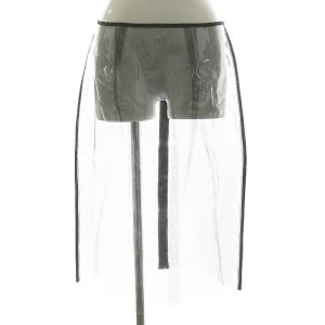 VINYL TULLE BACK ZIPPED MIDI SKIRT