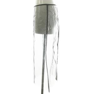 FUMIKA_UCHIDA VINYL TULLE BACK ZIPPED MIDI SKIRT