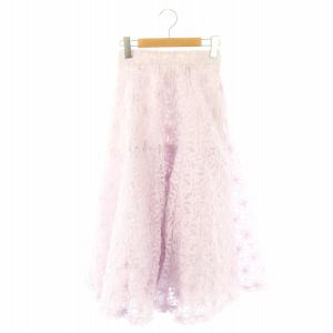 24SS リボン刺繍ミディスカート フレアスカート ロング チュール 0 薄紫 ラベンダー /ES OS