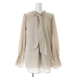 2WAYボウタイジョーゼットブラウス 長袖 パール 1 S ピンクベージュ /AT OS