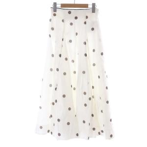 24SS ドット バックレースアップ フレアスカート マキシ ロング 0 XS 白 ホワイト /AT OS