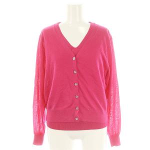 24SS スパンコールニットアンサンブル カーディガン 長袖 カットソー ノースリーブ 2 ピンク /HK