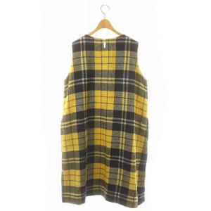 45rpm コットンシェットランドタータンチェック ワンピース ロング ノースリーブ 3 黄 紺