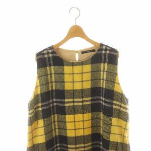 45rpm コットンシェットランドタータンチェック ワンピース ロング ノースリーブ 3 黄 紺