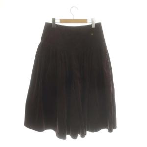 45rpm コーデュロイ フレア ギャザー キュロット パンツ ハーフ ジップフライ コットン F 紫 パープル