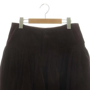 45rpm コーデュロイ フレア ギャザー キュロット パンツ ハーフ ジップフライ コットン F 紫 パープル