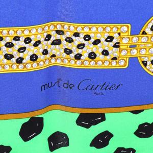 Cartier MUST DE CARTIER スカーフ シルク 絹 総柄 マルチカラー