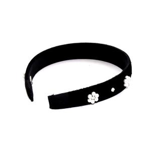 René ヘッドバンド カチューシャ パール ベロア 黒 ブラック 白 ホワイト