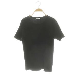 テレコ Tシャツ カットソー 半袖 リブ 黒 ブラック
