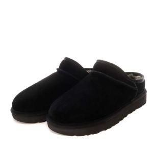 UGG australia クラシック スエード スリッパ スリッポン ムートンファー プラットフォーム US7 24cm 黒 ブラック 1108193