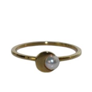 AHKAH クレセントパール ベビーパール リング K18 14号 イエローゴールド