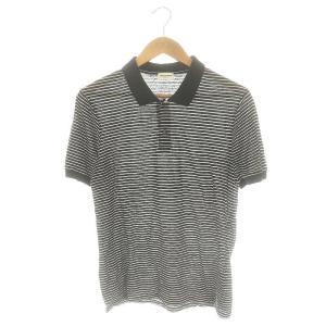 バイエディスリマン HediSlimane ボーダーポロシャツ カットソー 半袖 M 黒 ブラック 白