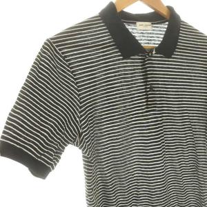 SAINT LAURENT PARIS バイエディスリマン HediSlimane ボーダーポロシャツ カットソー 半袖 M 黒 ブラック 白