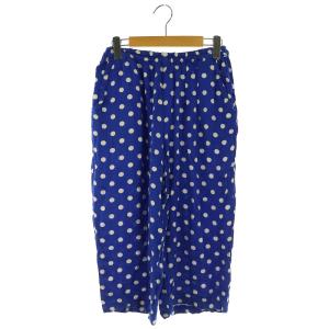 AD2007 ドット柄 イージーパンツ クロップド レーヨン 青 ブルー