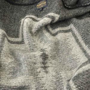 PENDLETON ニットガウンコート ロング ノーカラー ウール F 黒 ブラック アイボリー