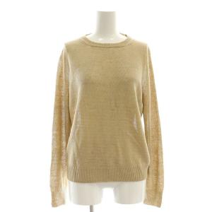 リネンクルーネックニット セーター 長袖 S ベージュ /HK OS