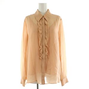 フロントフリルシルクシャツ ブラウス 長袖 インナー付 38 サーモンピンク /MY OS