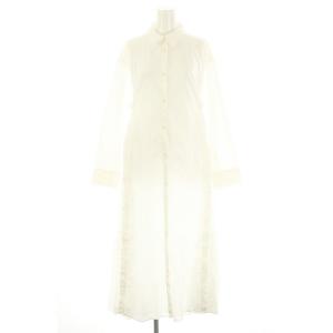 23AW サイドティアードシャツワンピース ロング 長袖 前開き 切替 38 白 ホワイト /ES OS