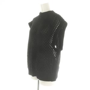 ADORE 24SS ミックスパターンニット セーター ノースリーブ ボトルネック 38 黒 ブラック /DO OS