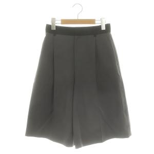 24SS クリスピークロスパンツ ハーフパンツ センタープレス タック ジッパーフライ 36 ダークグレー 黒 ブラック