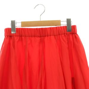 ADORE 24SS ナイロンコットンタフタスカート ロング フレア 38 M 赤 レッド