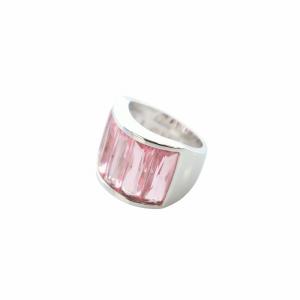 リング 指輪 ビジュー ストーン 17号 シルバーカラー ピンク