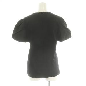 BORDERS at BALCONY 22SS JACQUARD PUFF TEE Tシャツ パフスリーブ カットソー 半袖 切替 36 S 黒 ブラック