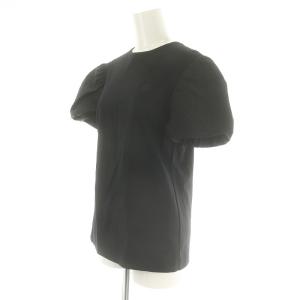 BORDERS at BALCONY 22SS JACQUARD PUFF TEE Tシャツ パフスリーブ カットソー 半袖 切替 36 S 黒 ブラック