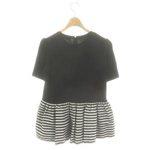 BORDERS at BALCONY ペプラム カットソー 半袖 F 黒 ブラック 白 ホワイト