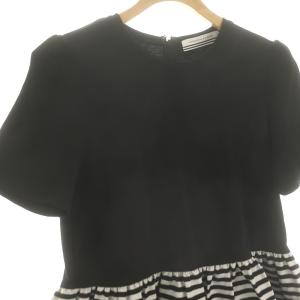 BORDERS at BALCONY ペプラム カットソー 半袖 F 黒 ブラック 白 ホワイト