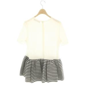 BORDERS at BALCONY ペプラム カットソー 半袖 F 白 ホワイト 黒 ブラック