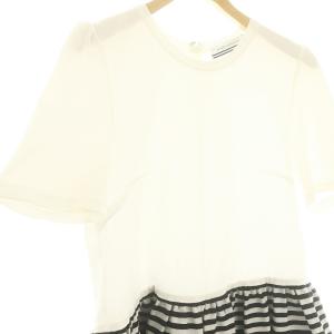 BORDERS at BALCONY ペプラム カットソー 半袖 F 白 ホワイト 黒 ブラック