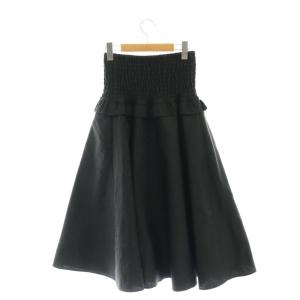 BORDERS at BALCONY 22SS JACQUARD SHIRRING SKIRT スカート ロング ミモレ丈 フレア 36 黒 ブラック