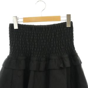 BORDERS at BALCONY 22SS JACQUARD SHIRRING SKIRT スカート ロング ミモレ丈 フレア 36 黒 ブラック