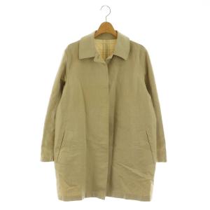 コットン ステンカラーハーフコート 裏地チェック ベージュ