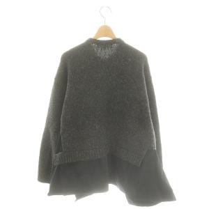 ENFOLD 22AW ASYMMETRY-HEM LAYERED CARDIGAN カーディガン 長袖 ニット クルーネック ウール 38