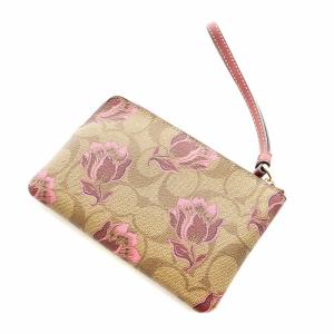 COACH シグネチャー リストレット ポーチ チューリップ ピンク 茶 ブラウン F78113