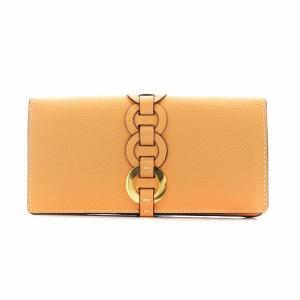 Chloe クロエ 長財布 レザー ターンロック ゴールド金具 長財布 ラウンドファスナー ターンロック ロゴ 赤 レッド（2024